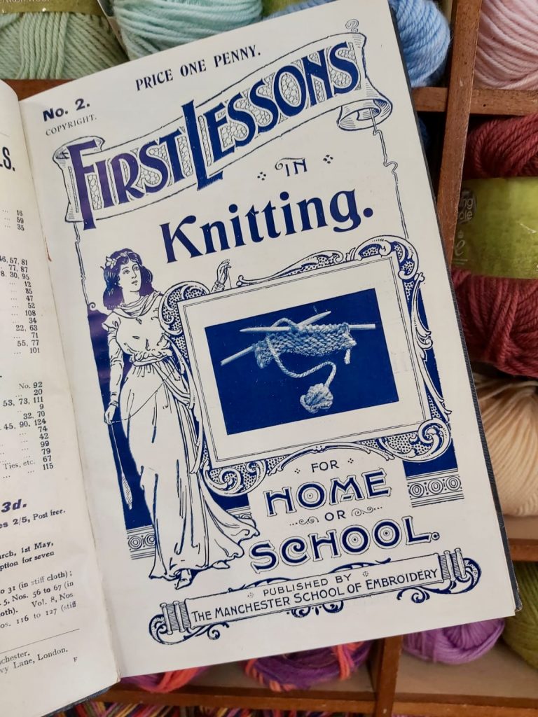 First Lessons In Knitting. A book from the 1920s found in the cellar of the Wool Shop, Ludlow