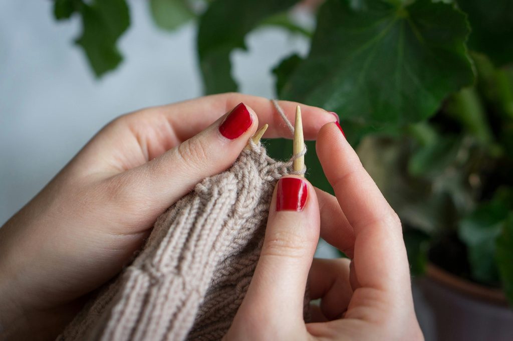 Knitting photo as example of health benefits