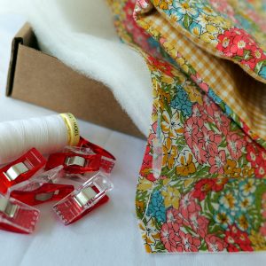 Bloom In Yellow gingham fabric book sleeve, SIY craft kit