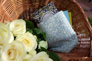 Beautiful In Blue fabric book sleeve, SIY book sleeve kit