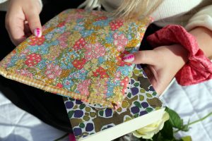 Pretty In Pink fabric book sleeve, SIY book sleeve kit
