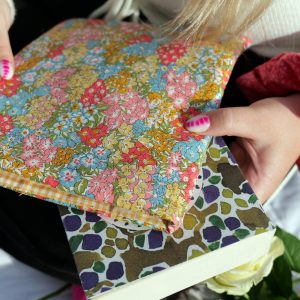 Pretty In Pink fabric book sleeve, SIY book sleeve kit
