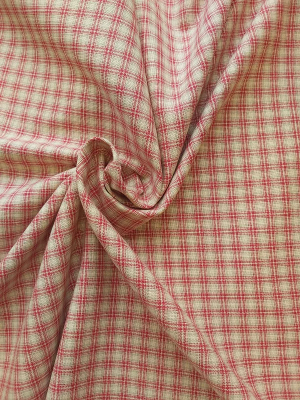 100% Cotton Red and Beige check fabric