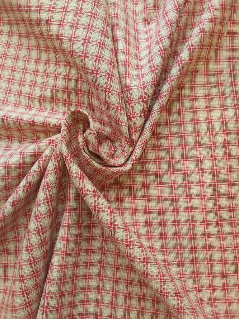 100% Cotton Red and Beige check fabric