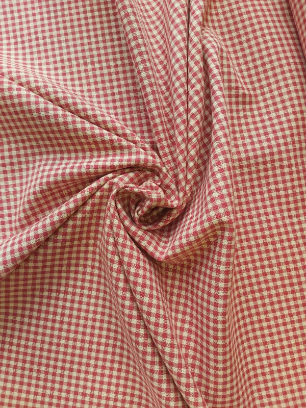 100% Cotton Red and Beige Gingham print design
