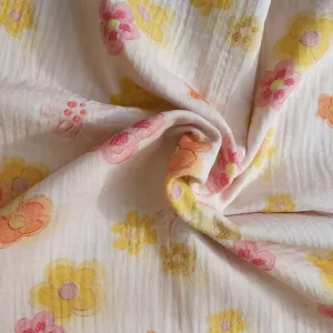 100% cotton Double Gauze Peach Bambino print flower