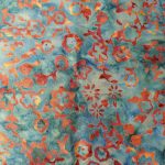 blue with burgundy floral batik Fat quarter – 100% cotton - quilting weight