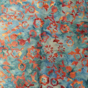 blue with burgundy floral batik Fat quarter – 100% cotton - quilting weight