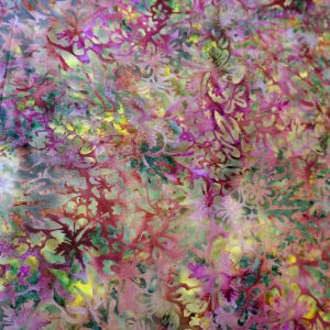 burgundy & green floral batik - Fat quarter – 100% cotton - quilting weight