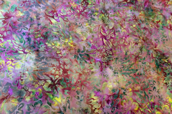 burgundy & green floral batik - Fat quarter – 100% cotton - quilting weight
