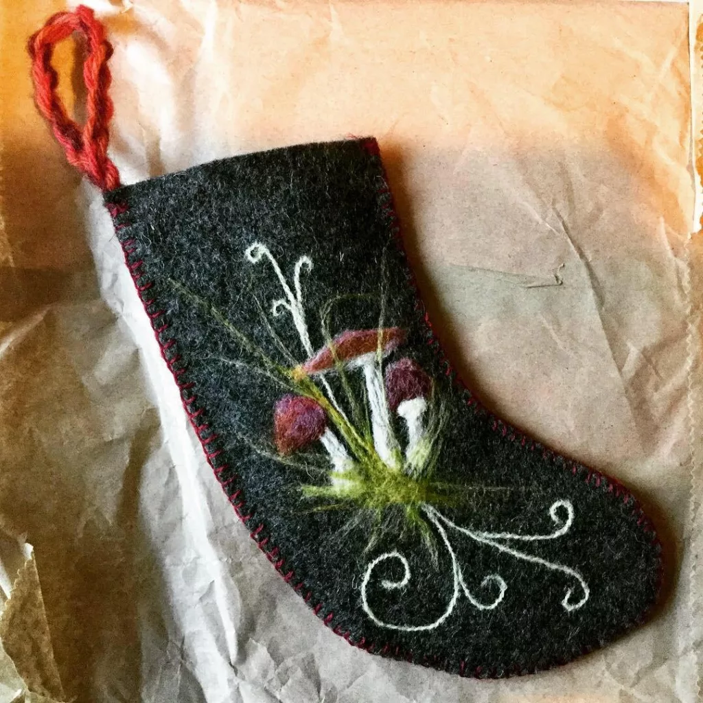 Nature inspired felted stocking