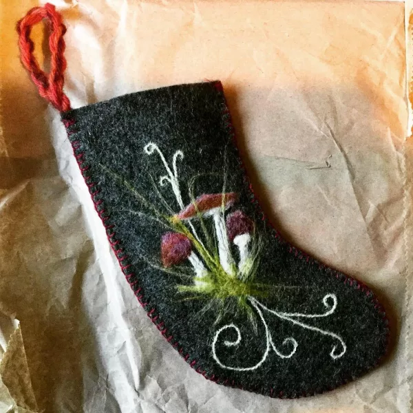 Nature inspired felted stocking