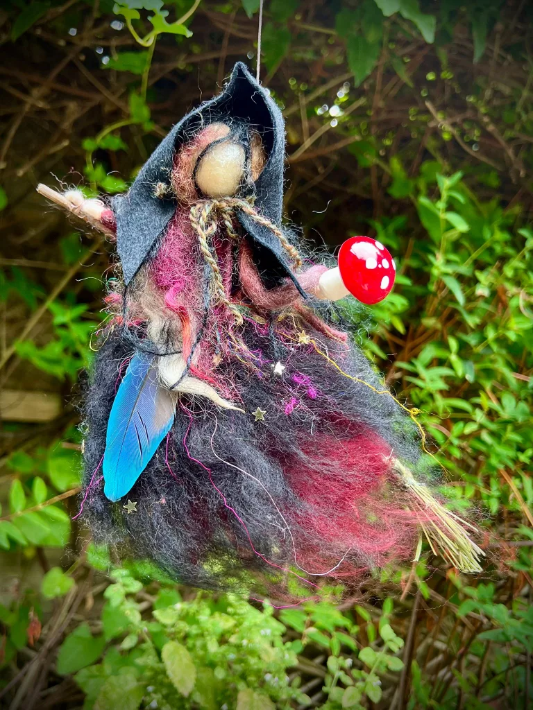 Needle felted witch ready for Halloween