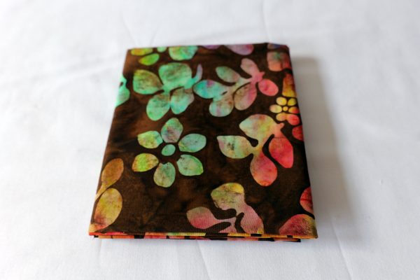 Brown fabric with rainbow teardrop print - Hoffman Fabrics - Bali Batik Handprints – Sku 3336 313