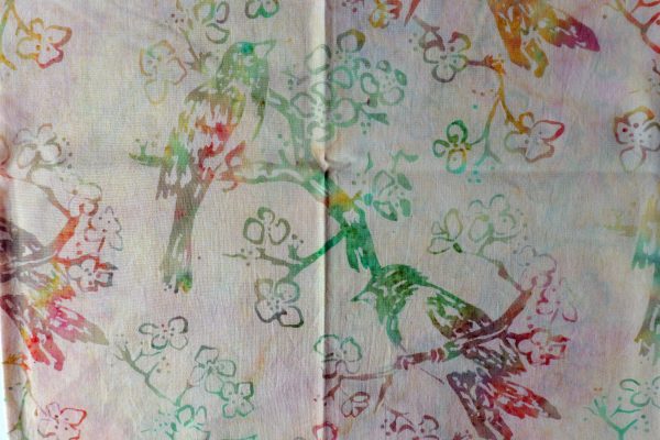 Hoffman Fabrics - Bali Batik Handprints – Sku 3339 211 - Cream with bird print