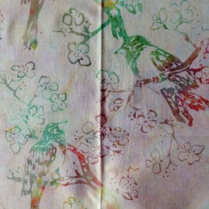 Hoffman Fabrics - Bali Batik Handprints – Sku 3339 211 - Cream with bird print
