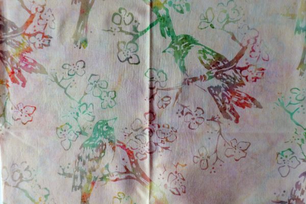 Hoffman Fabrics - Bali Batik Handprints – Sku 3339 211 - Cream with bird print