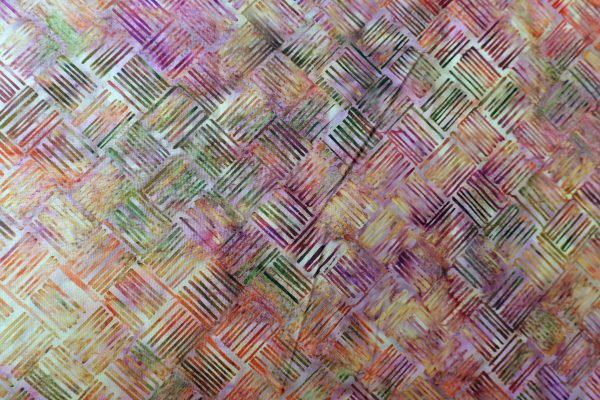 Orange and purple fabric with a line print - Hoffman Fabrics - Bali Batik Handprints – Sku 3343 308