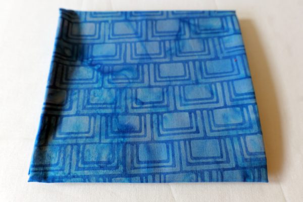 Blue fabric with a blue square print - Hoffman Fabrics - Bali Batik Handprints – Sku 3343 604