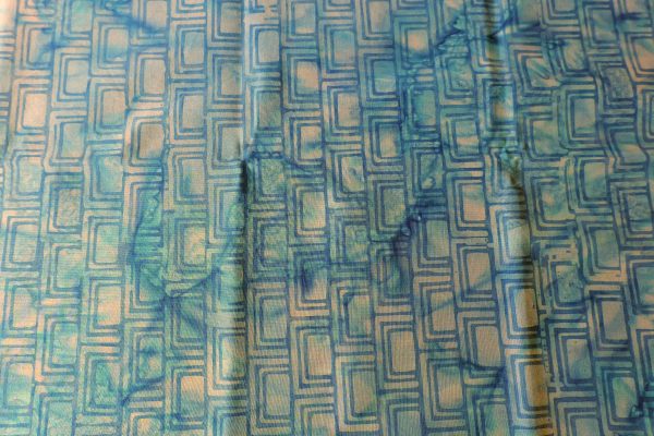 Blue fabric with a blue square print - Hoffman Fabrics - Bali Batik Handprints – Sku 3343 604
