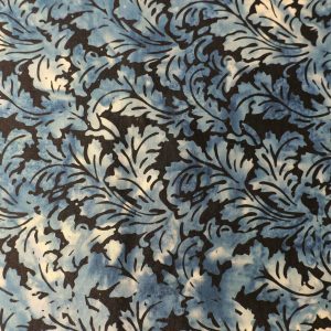 Black / grey fabric with a marble blue leaf print - Hoffman Fabrics - Bali Batik Handprints – Sku 3343 614