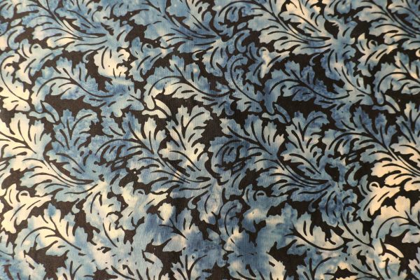 Black / grey fabric with a marble blue leaf print - Hoffman Fabrics - Bali Batik Handprints – Sku 3343 614