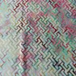 Burgundy, blue and green fabric with zigzag print - Hoffman Fabrics - Bali Batik Handprints – Sku 3343 711