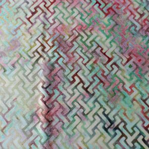 Burgundy, blue and green fabric with zigzag print - Hoffman Fabrics - Bali Batik Handprints – Sku 3343 711