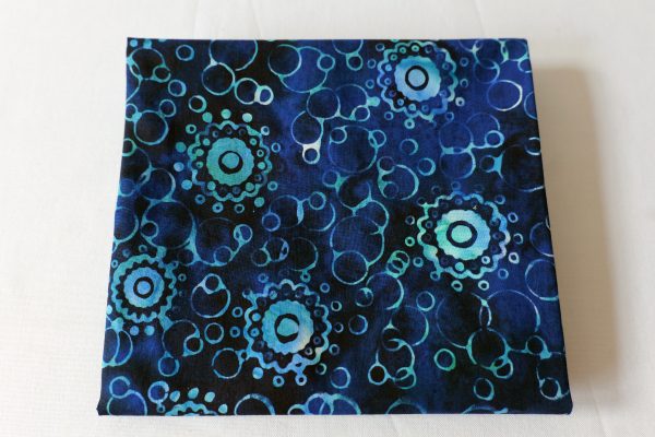 Blue fabric with blue circle print - Hoffman Fabrics - Bali Batik Handprints – Sku 3356 616