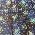Blue fabric with blue circle print - Hoffman Fabrics - Bali Batik Handprints – Sku 3356 616