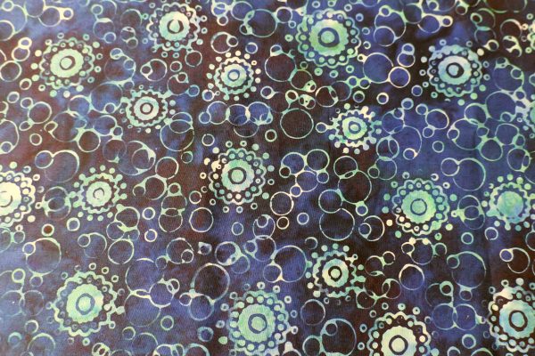 Blue fabric with blue circle print - Hoffman Fabrics - Bali Batik Handprints – Sku 3356 616