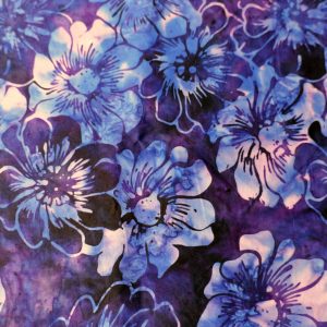 Purple fabric with a blue floral print - Hoffman Fabrics - Bali Batik Handprints – Sku 3361 518