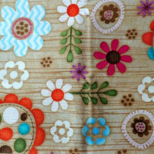 Wooden effect with bright coloured florals - SPX Fabric – Woodland Critters by Me-O-My