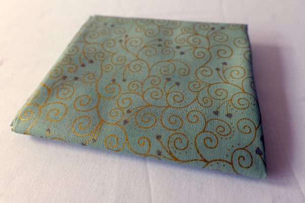 Aqua with a gold metallic swirl with a small heart design - Stof Fabrics – Magical Moments collection (#18-11)