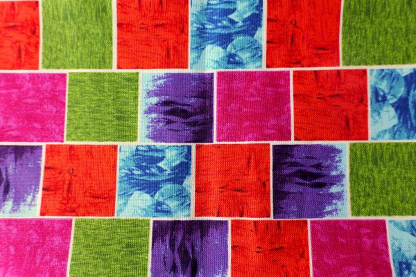 Purple, pink, orange and blue textured squares pattern - Stof – Murano Squares